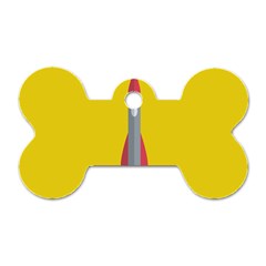 Plane Rocket Space Yellow Dog Tag Bone (one Side) by Alisyart