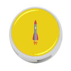 Plane Rocket Space Yellow 4-port Usb Hub (two Sides) 