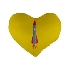 Plane Rocket Space Yellow Standard 16  Premium Heart Shape Cushions by Alisyart