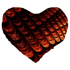 Brown Fractal Mathematics Frax Large 19  Premium Flano Heart Shape Cushions by Amaryn4rt