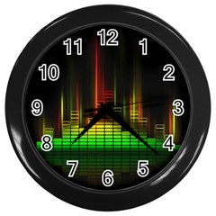 Plaid Light Neon Green Wall Clocks (black) by Alisyart