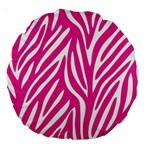 Zebra Skin Pink Large 18  Premium Round Cushions Back