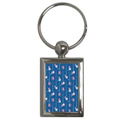 Pig Pork Blue Water Rain Pink King Princes Quin Key Chains (rectangle)  by Alisyart