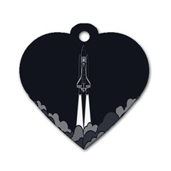 Plane Rocket Grey Dog Tag Heart (one Side) by Alisyart