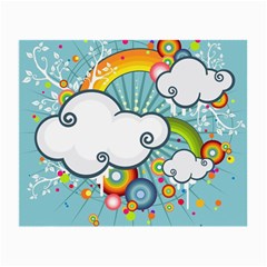 Rainbow Clouds Tree Circle Orange Small Glasses Cloth