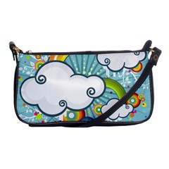 Rainbow Clouds Tree Circle Orange Shoulder Clutch Bags