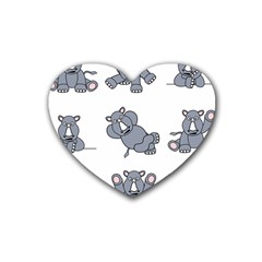 Rhinoceros Animal Rhino Heart Coaster (4 Pack) 