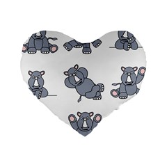 Rhinoceros Animal Rhino Standard 16  Premium Flano Heart Shape Cushions by Alisyart
