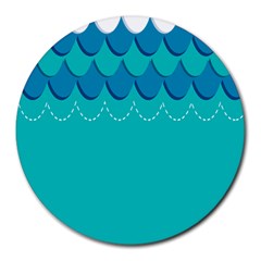 Sea Wave Blue Water Beach Round Mousepads