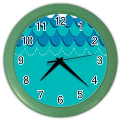 Sea Wave Blue Water Beach Color Wall Clocks by Alisyart