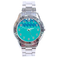 Sea Wave Blue Water Beach Stainless Steel Analogue Watch