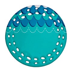 Sea Wave Blue Water Beach Ornament (round Filigree)