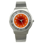 Orange Background Wallpaper Texture Lines Stainless Steel Watch Front