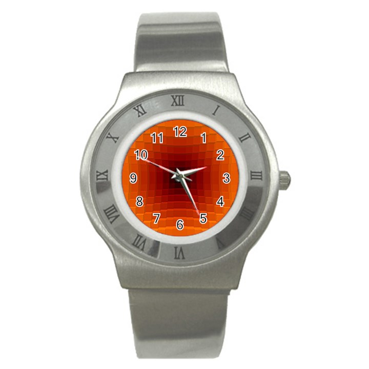 Orange Background Wallpaper Texture Lines Stainless Steel Watch