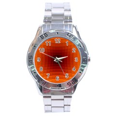 Orange Background Wallpaper Texture Lines Stainless Steel Analogue Watch by Amaryn4rt