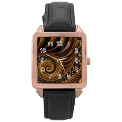 Fractal Spiral Endless Mathematics Rose Gold Leather Watch  by Amaryn4rt