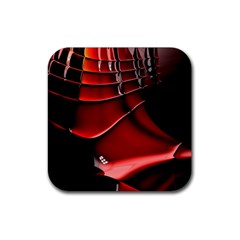 Red Black Fractal Mathematics Abstract Rubber Coaster (Square) 