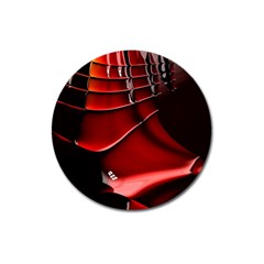 Red Black Fractal Mathematics Abstract Magnet 3  (Round)