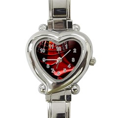 Red Black Fractal Mathematics Abstract Heart Italian Charm Watch