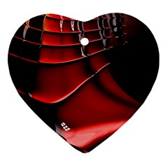 Red Black Fractal Mathematics Abstract Heart Ornament (Two Sides)