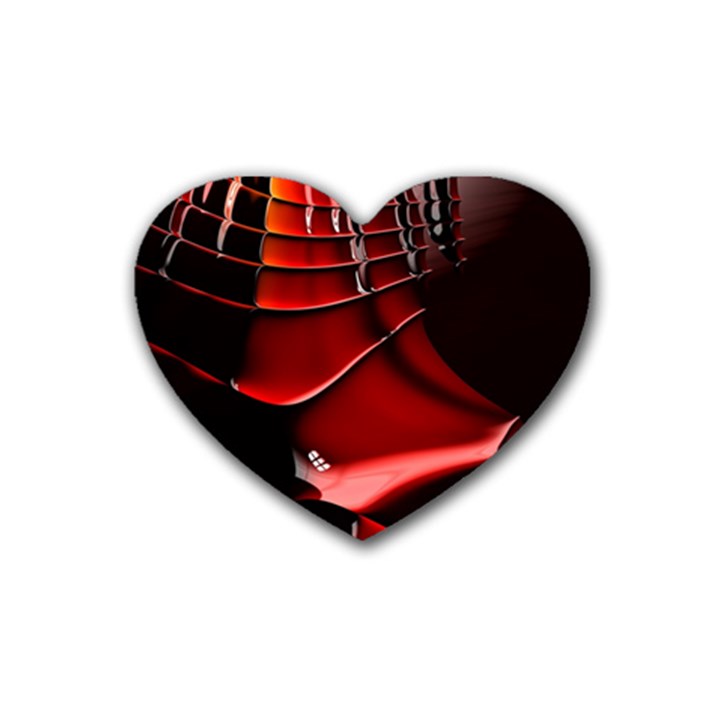 Red Black Fractal Mathematics Abstract Rubber Coaster (Heart) 