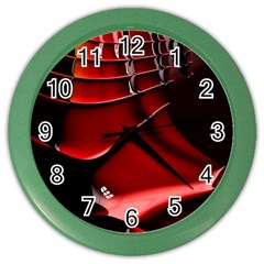 Red Black Fractal Mathematics Abstract Color Wall Clocks