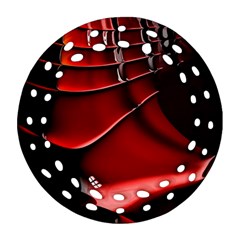 Red Black Fractal Mathematics Abstract Round Filigree Ornament (Two Sides)