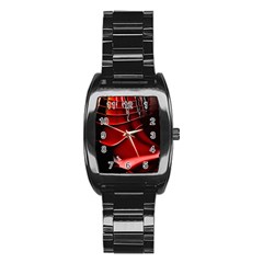 Red Black Fractal Mathematics Abstract Stainless Steel Barrel Watch