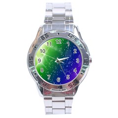 Shiny Sparkles Star Space Purple Blue Green Stainless Steel Analogue Watch