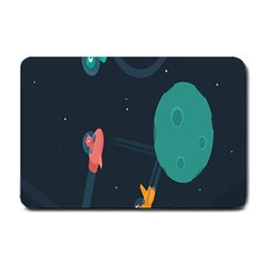 Space Illustration Irrational Race Galaxy Planet Blue Sky Star Ufo Small Doormat  by Alisyart