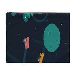 Space Illustration Irrational Race Galaxy Planet Blue Sky Star Ufo Cosmetic Bag (xl)