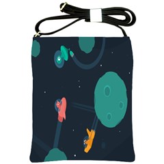 Space Illustration Irrational Race Galaxy Planet Blue Sky Star Ufo Shoulder Sling Bags