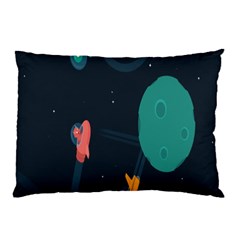 Space Illustration Irrational Race Galaxy Planet Blue Sky Star Ufo Pillow Case (two Sides)