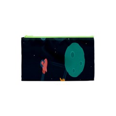 Space Illustration Irrational Race Galaxy Planet Blue Sky Star Ufo Cosmetic Bag (xs) by Alisyart