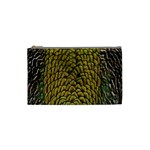 Peacock Bird Feather Gold Blue Brown Cosmetic Bag (Small)  Front