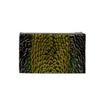 Peacock Bird Feather Gold Blue Brown Cosmetic Bag (Small)  Back