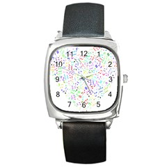 Prismatic Musical Heart Love Notes Rainbow Square Metal Watch