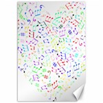 Prismatic Musical Heart Love Notes Rainbow Canvas 12  x 18   11.88 x17.36  Canvas - 1