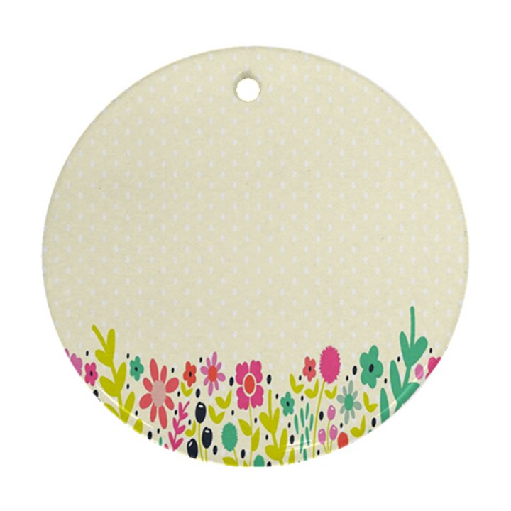 Spring Floral Flower Rose Tulip Leaf Flowering Color Ornament (Round)