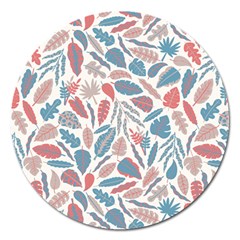 Spencer Leaf Floral Purple Pink Blue Rainbow Magnet 5  (round)