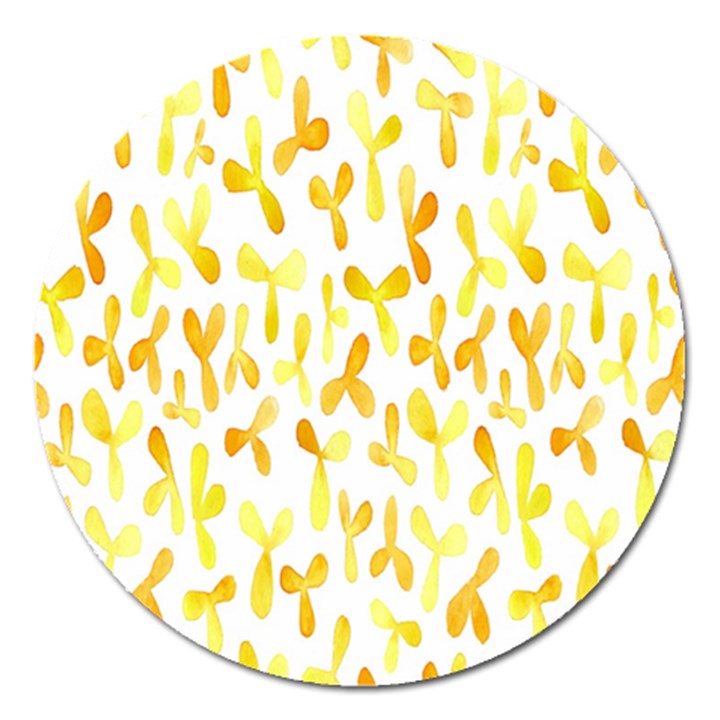 Springtime Yellow Helicopter Magnet 5  (Round)