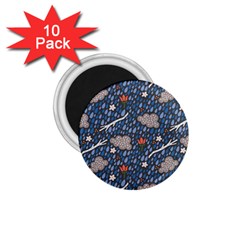 Spring Flower Floral Rose Rain Blue Grey Cloud Water 1 75  Magnets (10 Pack)  by Alisyart