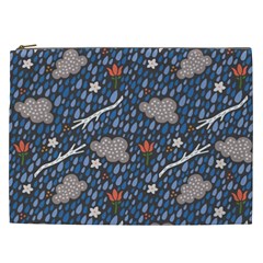 Spring Flower Floral Rose Rain Blue Grey Cloud Water Cosmetic Bag (xxl) 