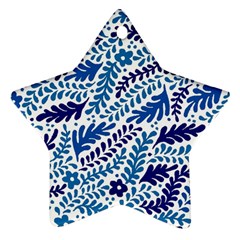 Spring Flower Leaf Blue Ornament (star)