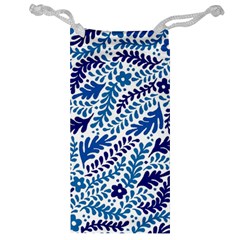 Spring Flower Leaf Blue Jewelry Bag