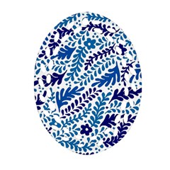 Spring Flower Leaf Blue Ornament (oval Filigree)