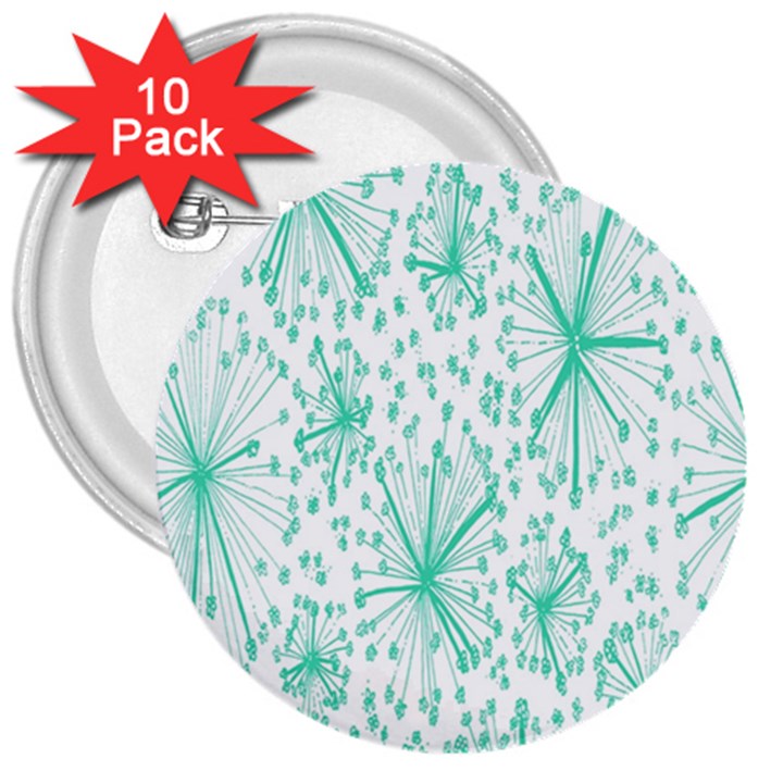Spring Floral Green Flower 3  Buttons (10 pack) 