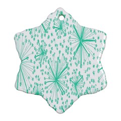 Spring Floral Green Flower Snowflake Ornament (two Sides)