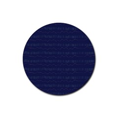 Summers Night Wave Chevron Blue Rubber Coaster (round) 