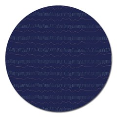 Summers Night Wave Chevron Blue Magnet 5  (round)